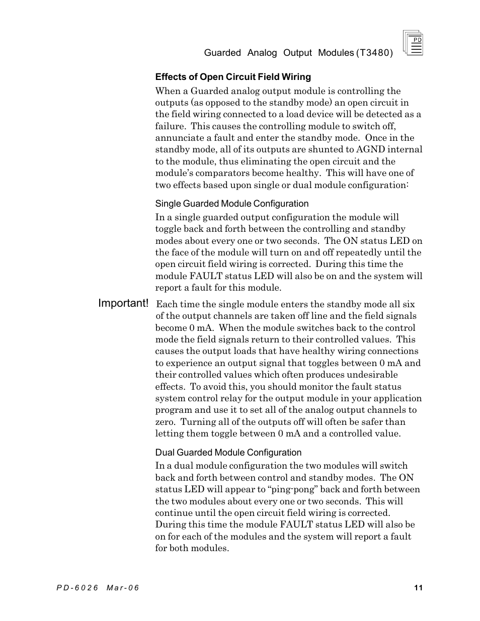 Important | Rockwell Automation T3480 ICS Regent Guarded Analog Output Modules User Manual | Page 11 / 28