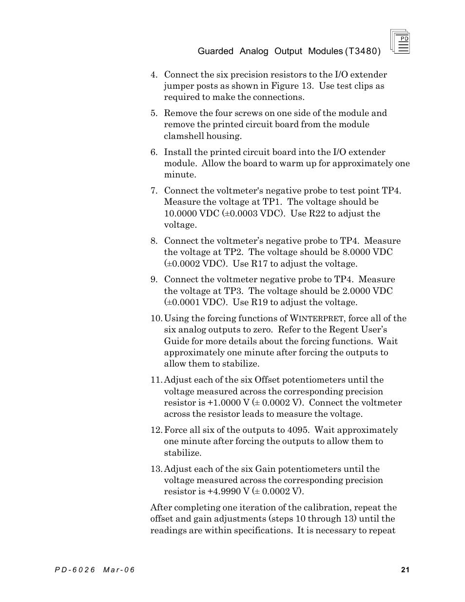 Rockwell Automation T3480 ICS Regent Guarded Analog Output Modules User Manual | Page 21 / 28