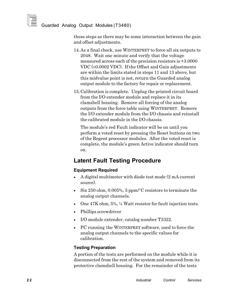 Latent fault testing procedure | Rockwell Automation T3480 ICS Regent Guarded Analog Output Modules User Manual | Page 22 / 28