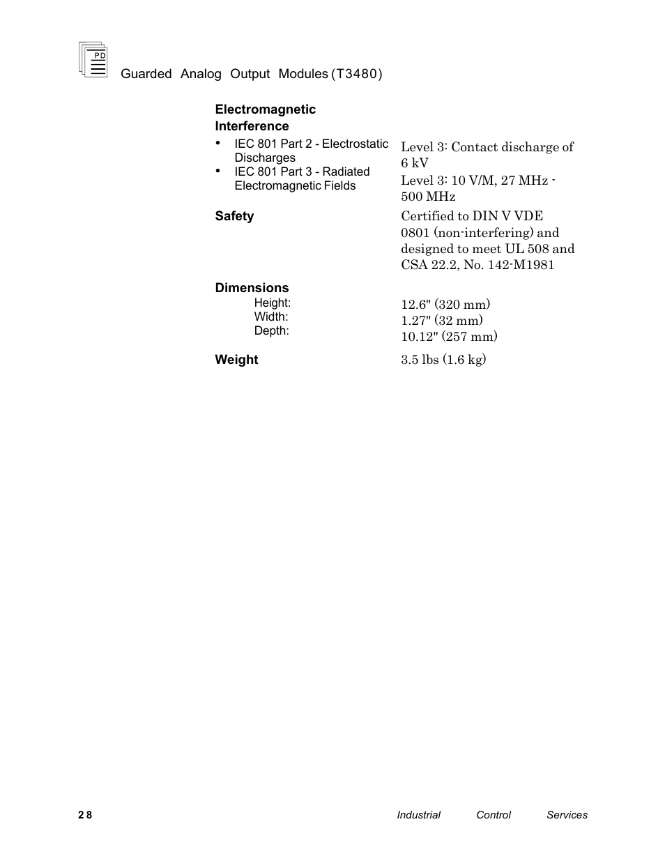 Rockwell Automation T3480 ICS Regent Guarded Analog Output Modules User Manual | Page 28 / 28