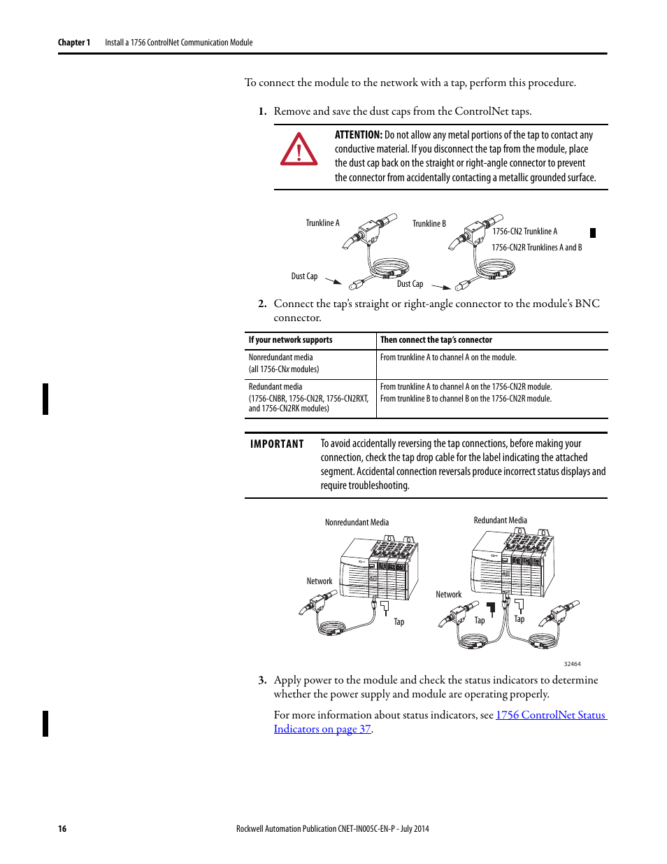 Rockwell Automation 1768-CNxxx ControlNet Communication Modules User Manual | Page 16 / 58
