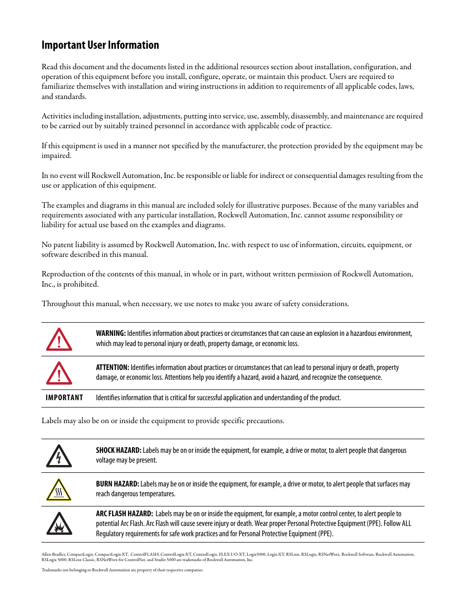 Important user information | Rockwell Automation 1768-CNxxx ControlNet Communication Modules User Manual | Page 2 / 58