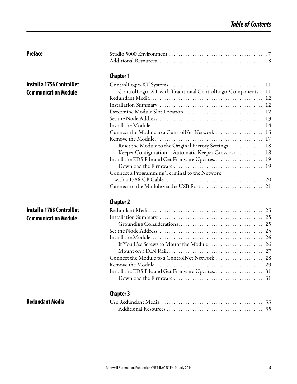 Rockwell Automation 1768-CNxxx ControlNet Communication Modules User Manual | Page 5 / 58