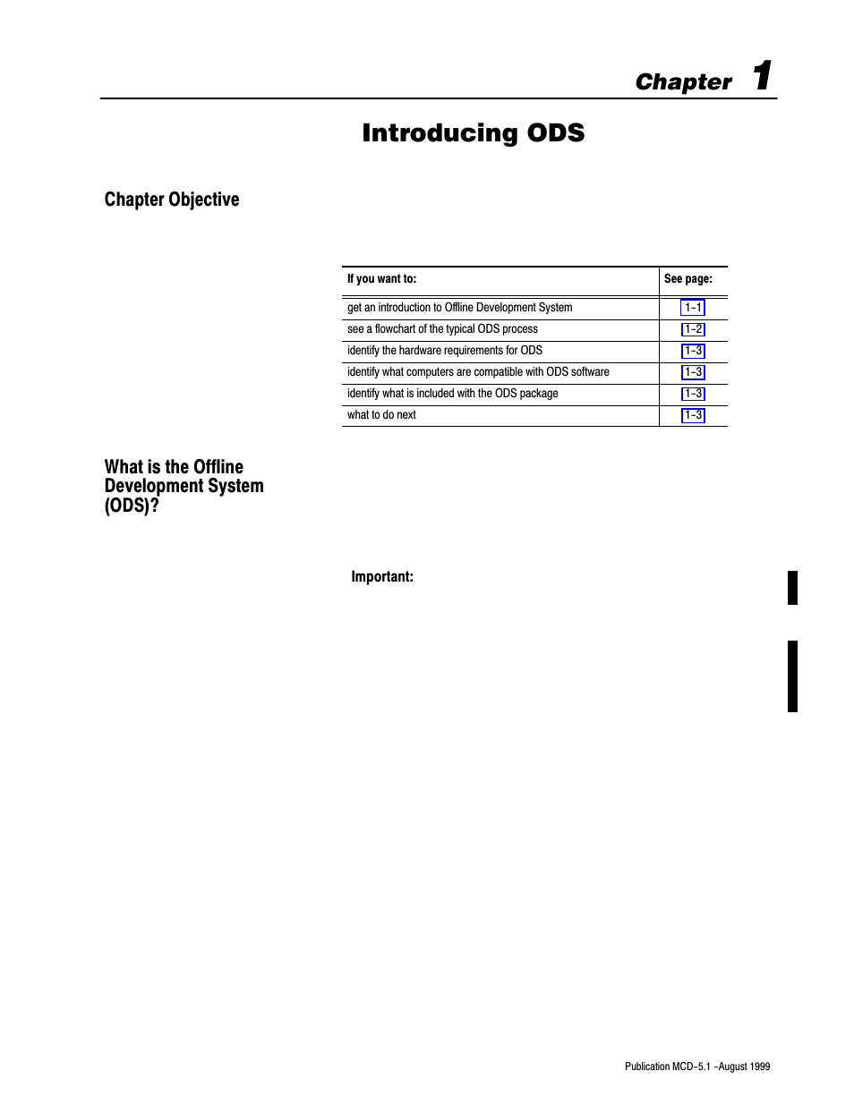 1 - introducing ods, Chapter objective, What is the offline development system (ods) | Introducing ods, Chapter | Rockwell Automation 8520-OM Offline Development System Software User Manual | Page 11 / 100