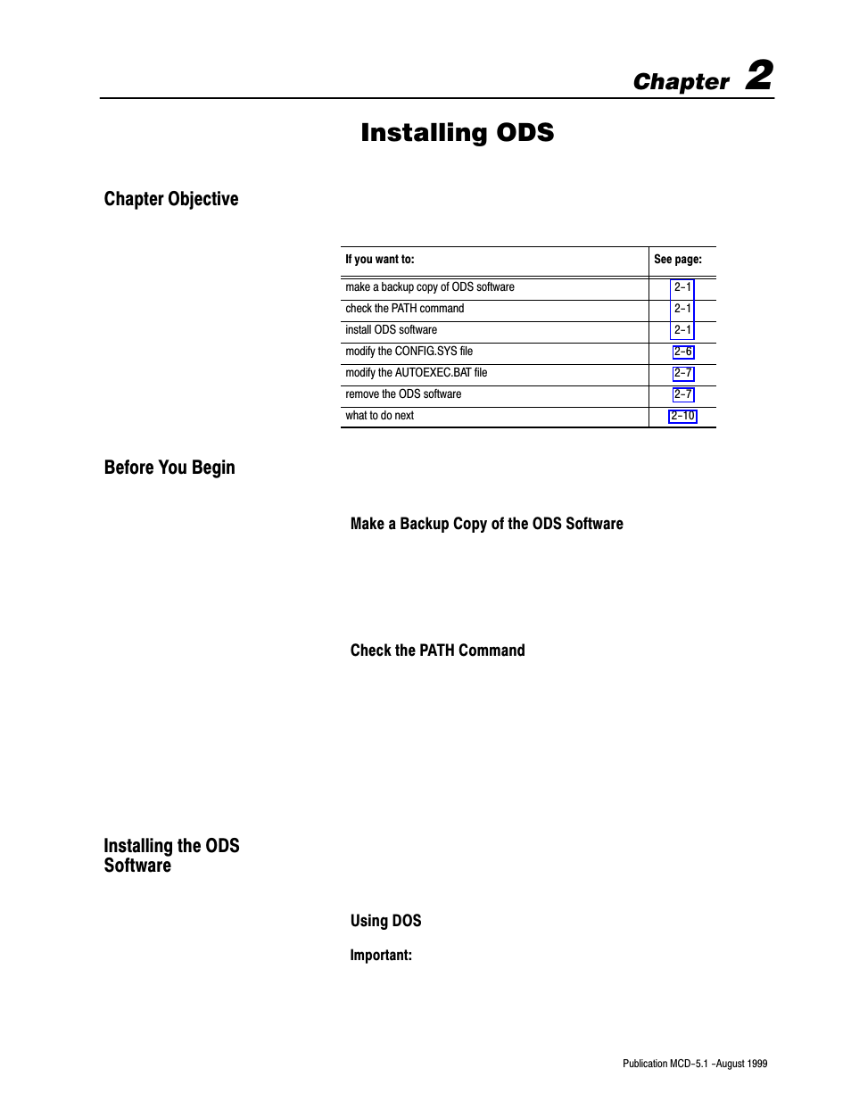 2 - installing ods, Chapter objective, Before you begin | Installing the ods software, Installing ods, Chapter | Rockwell Automation 8520-OM Offline Development System Software User Manual | Page 14 / 100