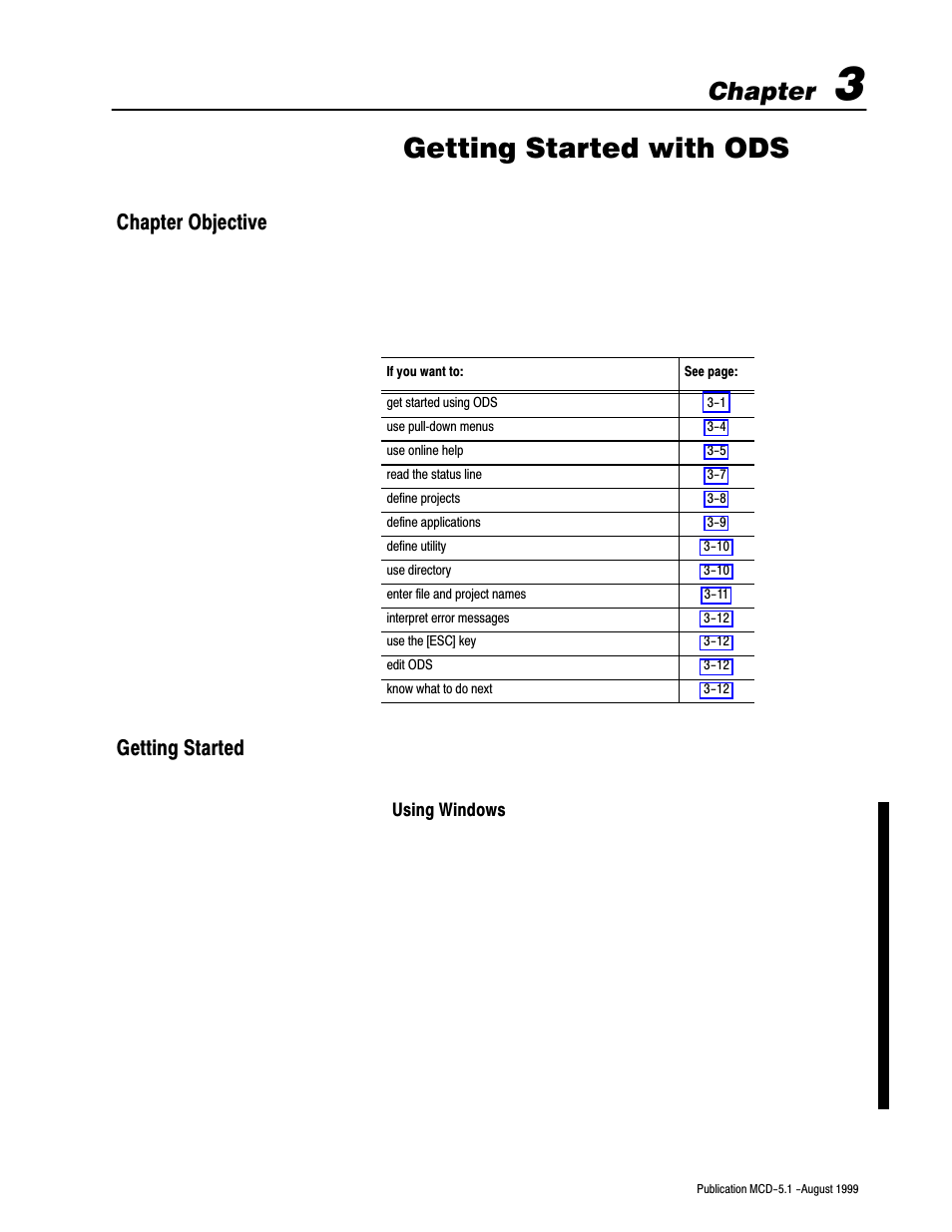 3 - getting started with ods, Chapter objective, Getting started | Getting started with ods, Chapter, Chapter objective getting started | Rockwell Automation 8520-OM Offline Development System Software User Manual | Page 24 / 100