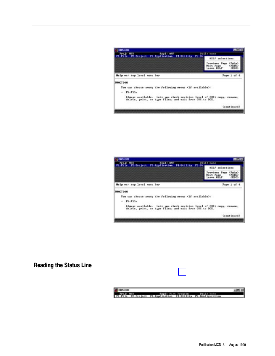 Reading the status line | Rockwell Automation 8520-OM Offline Development System Software User Manual | Page 30 / 100