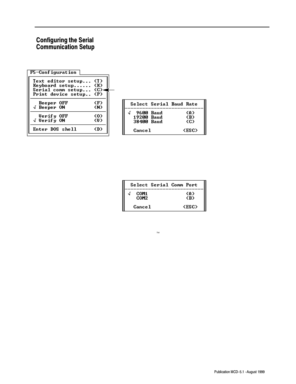 Configuring the serial communication setup | Rockwell Automation 8520-OM Offline Development System Software User Manual | Page 38 / 100