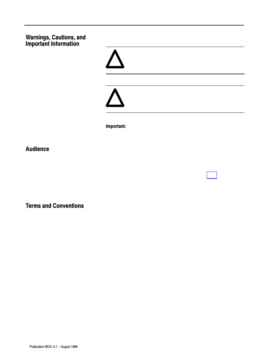 Warnings, cautions, and important information, Audience, Terms and conventions | Rockwell Automation 8520-OM Offline Development System Software User Manual | Page 4 / 100