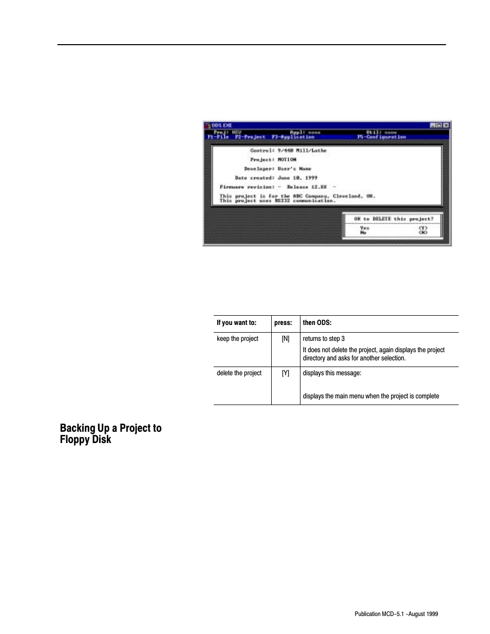 Backing up a project to floppy disk | Rockwell Automation 8520-OM Offline Development System Software User Manual | Page 58 / 100