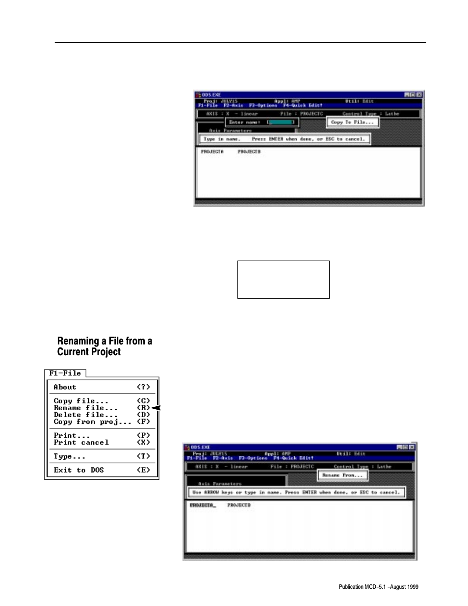 Renaming a file from a current project | Rockwell Automation 8520-OM Offline Development System Software User Manual | Page 66 / 100