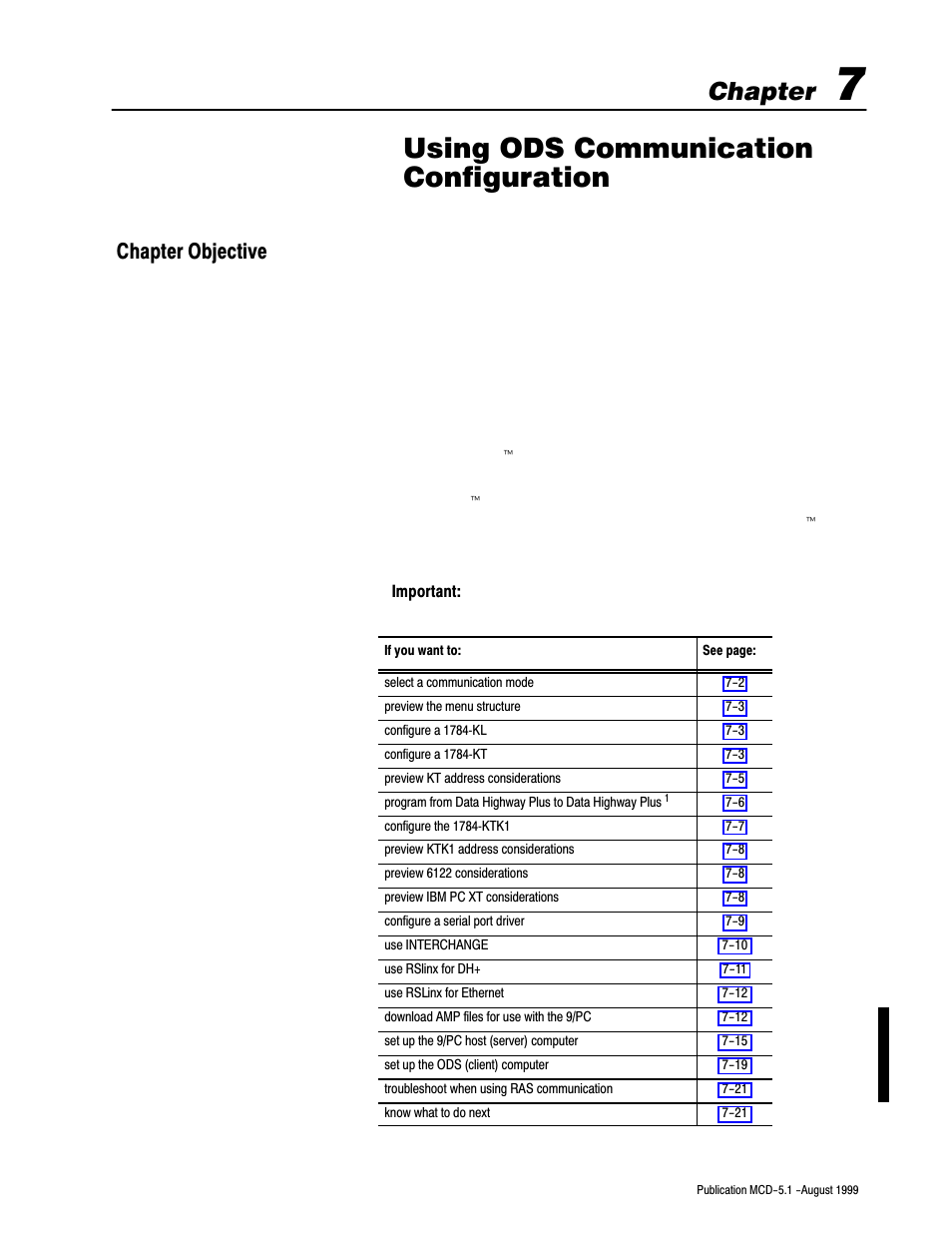 7 - using ods communication configuration, Chapter objective, Using ods communication configuration | Chapter | Rockwell Automation 8520-OM Offline Development System Software User Manual | Page 75 / 100