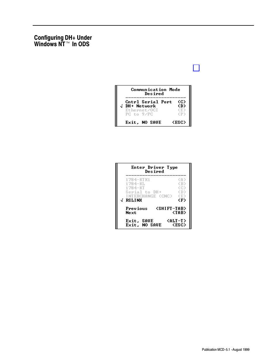 Configuring dh+ under windows nt™ in ods, Configuring dh+ under windows ntt in ods | Rockwell Automation 8520-OM Offline Development System Software User Manual | Page 85 / 100