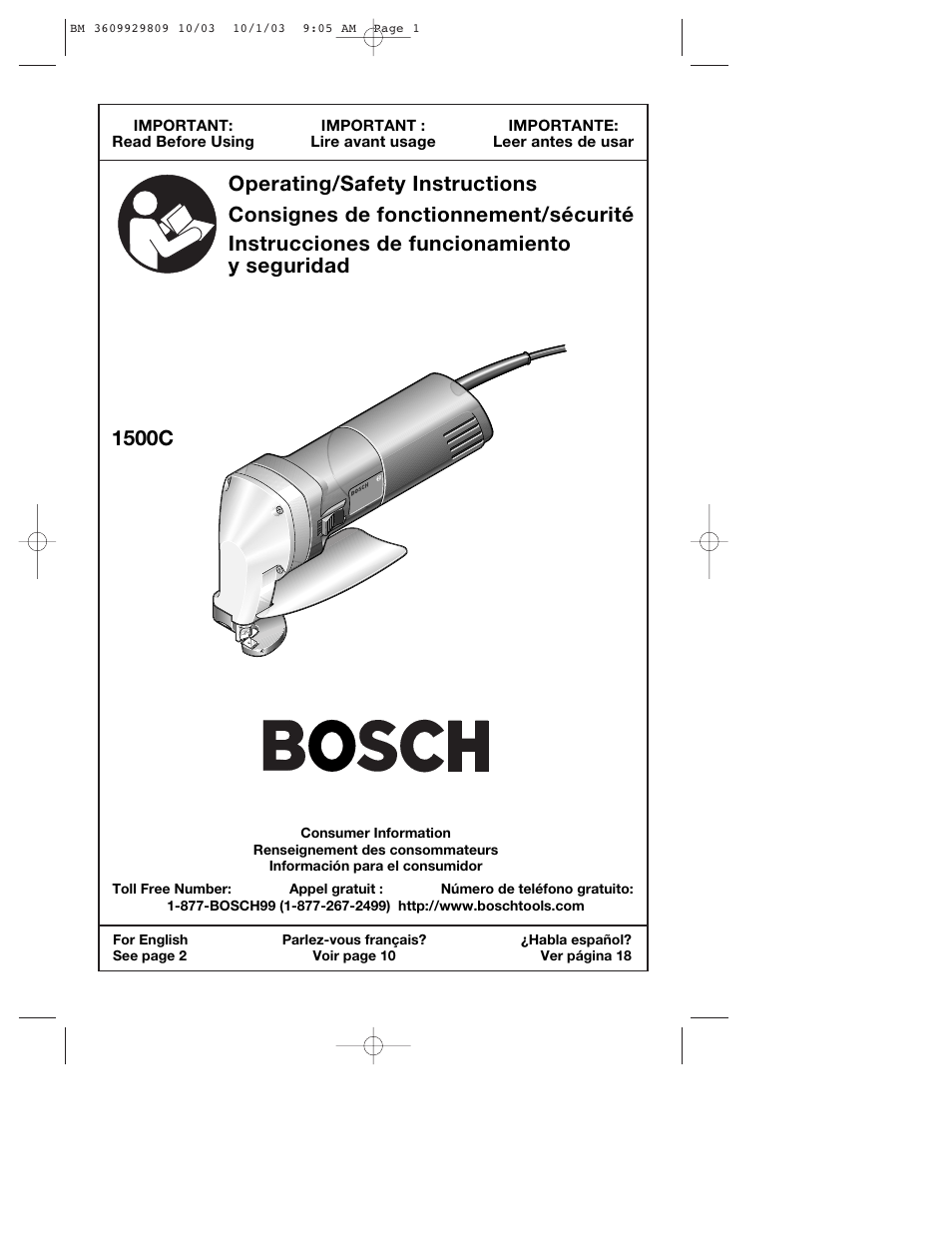 Bosch 1500C User Manual | 28 pages