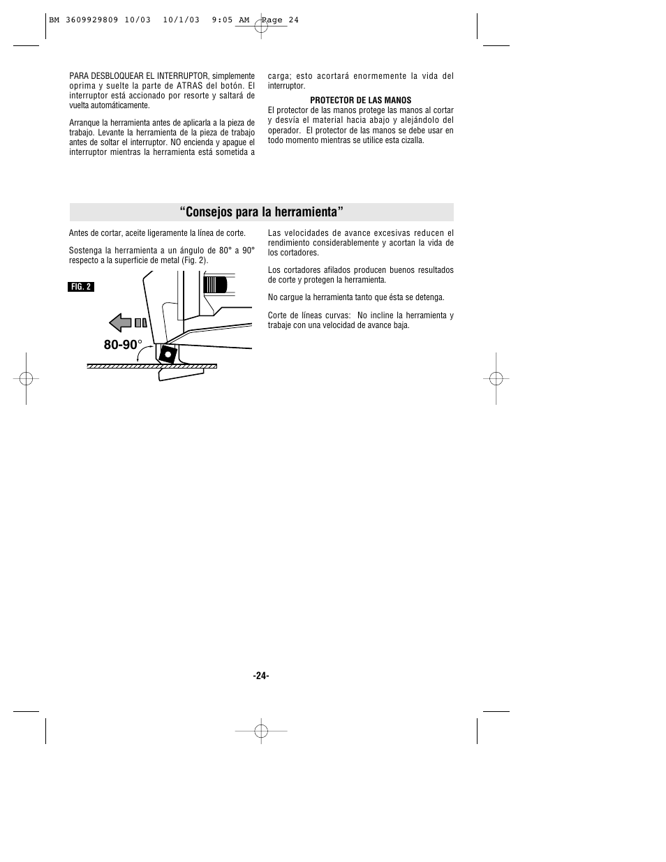 Consejos para la herramienta” 80-90 | Bosch 1500C User Manual | Page 24 / 28