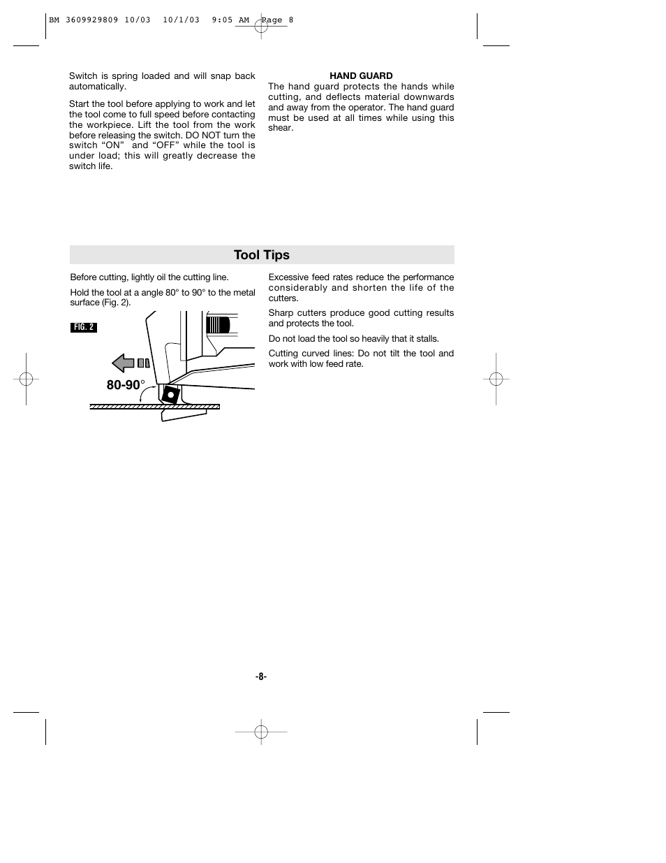 Tool tips | Bosch 1500C User Manual | Page 8 / 28