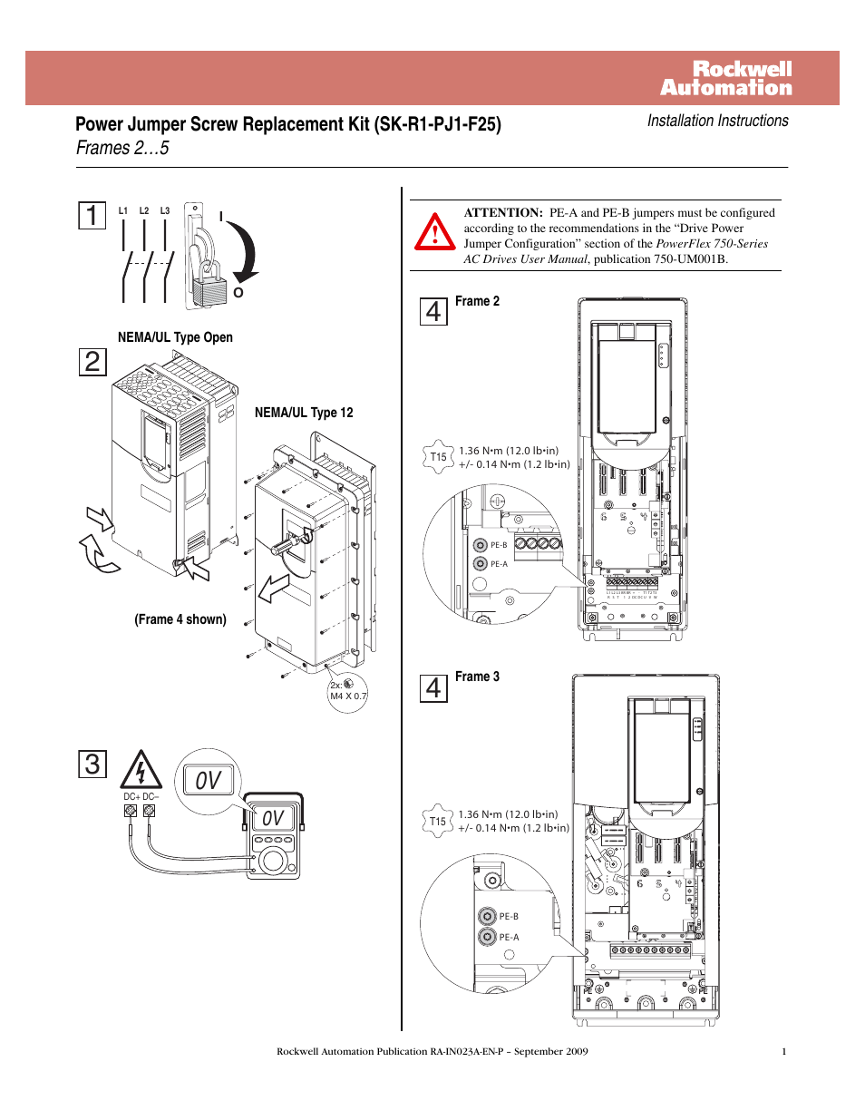 Rockwell Automation 755 Power Jumper Screw Replacement Kit User Manual | 2 pages