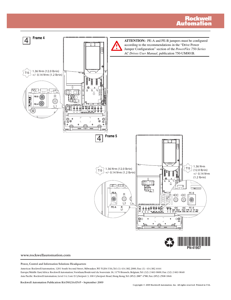 Rockwell Automation 755 Power Jumper Screw Replacement Kit User Manual | Page 2 / 2