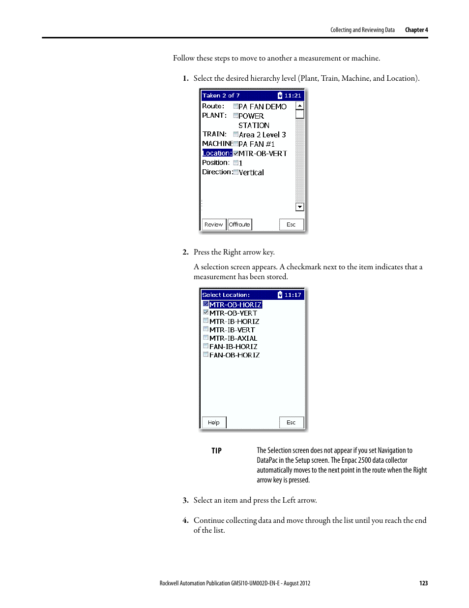 Rockwell Automation 1441-PEN25-Z Enpac 2500 Data Collector User Manual | Page 123 / 332