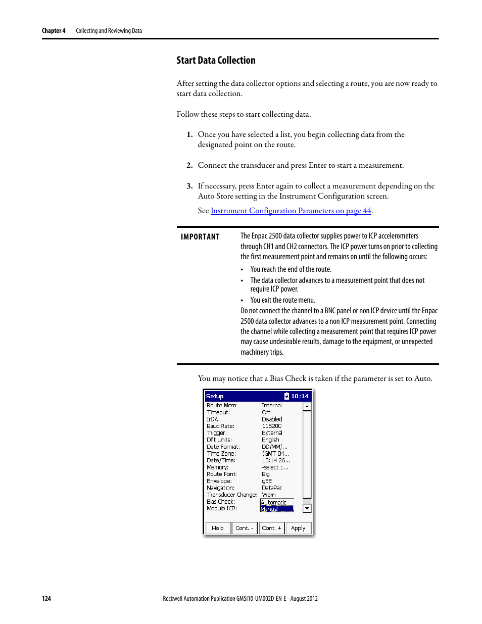 Start data collection | Rockwell Automation 1441-PEN25-Z Enpac 2500 Data Collector User Manual | Page 124 / 332