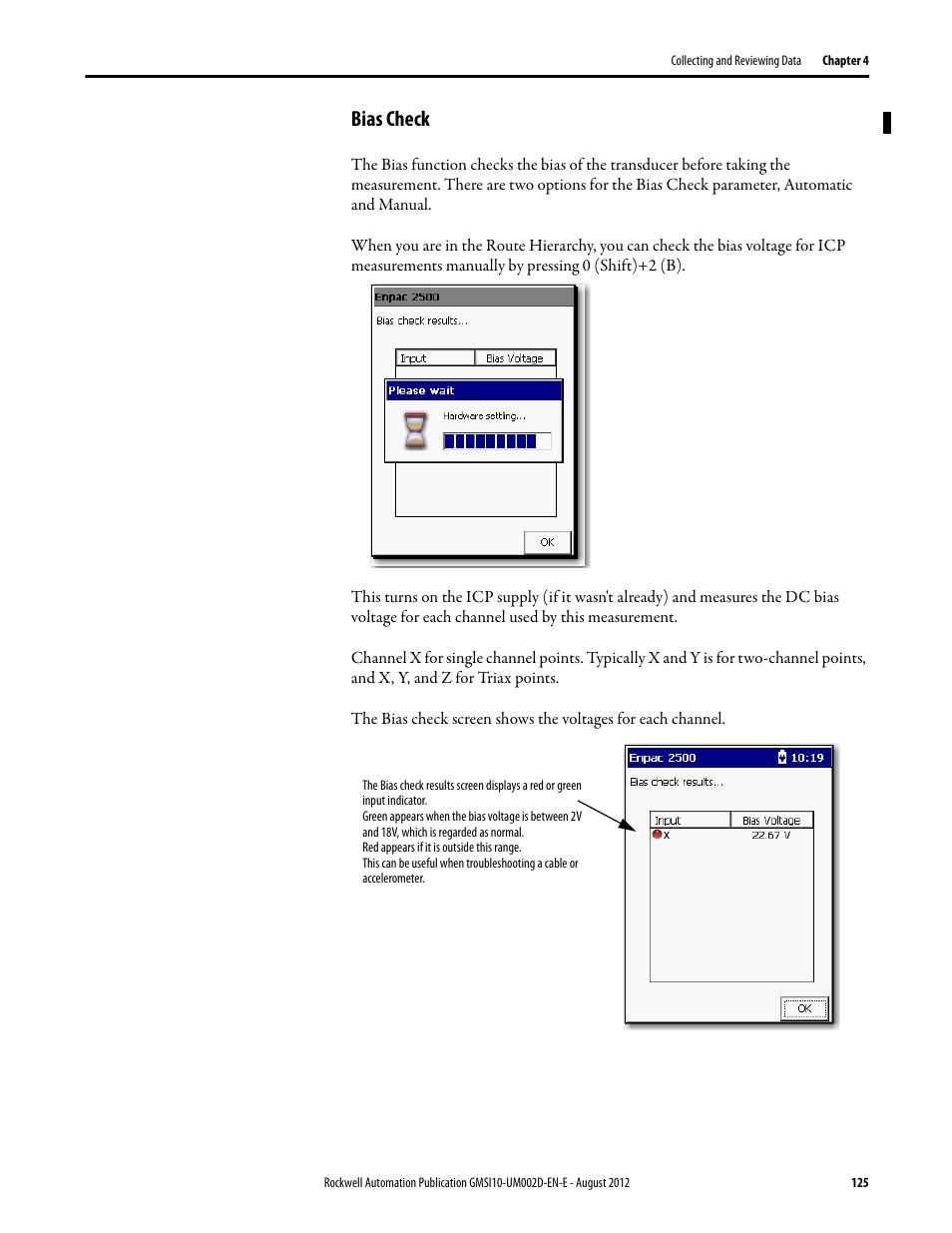 Bias check | Rockwell Automation 1441-PEN25-Z Enpac 2500 Data Collector User Manual | Page 125 / 332