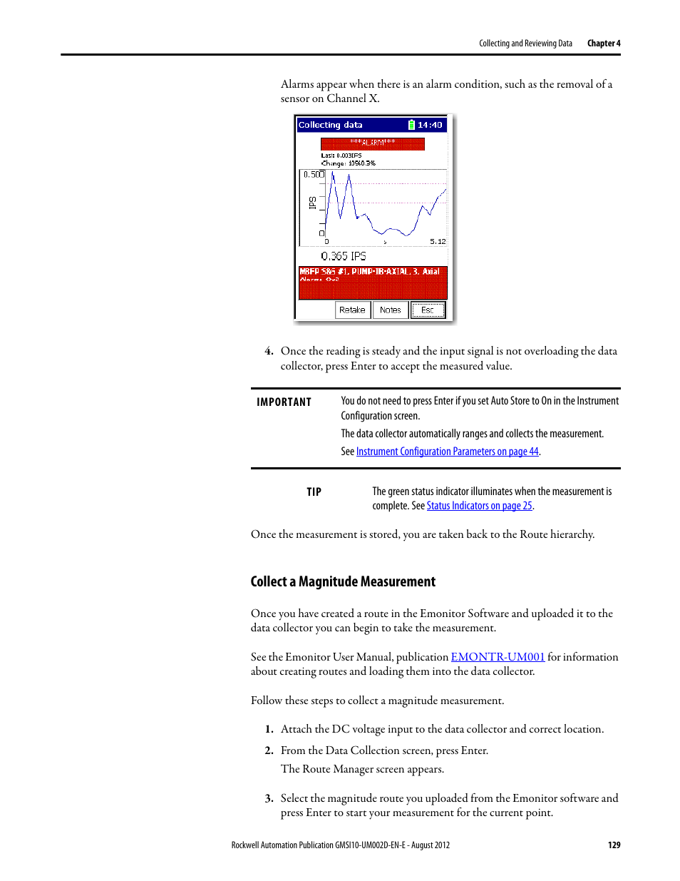 Collect a magnitude measurement | Rockwell Automation 1441-PEN25-Z Enpac 2500 Data Collector User Manual | Page 129 / 332