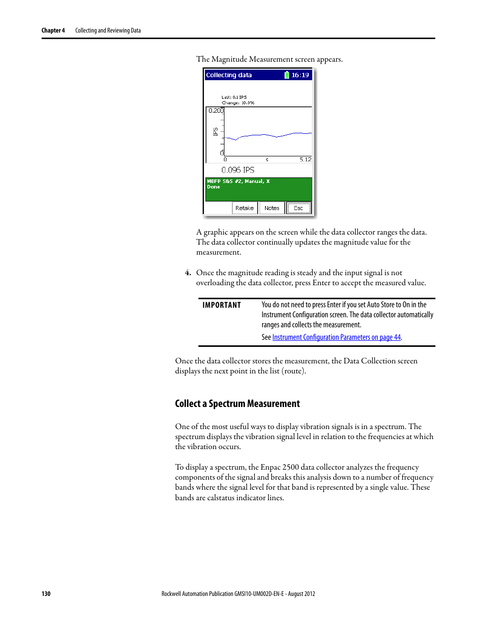 Collect a spectrum measurement | Rockwell Automation 1441-PEN25-Z Enpac 2500 Data Collector User Manual | Page 130 / 332