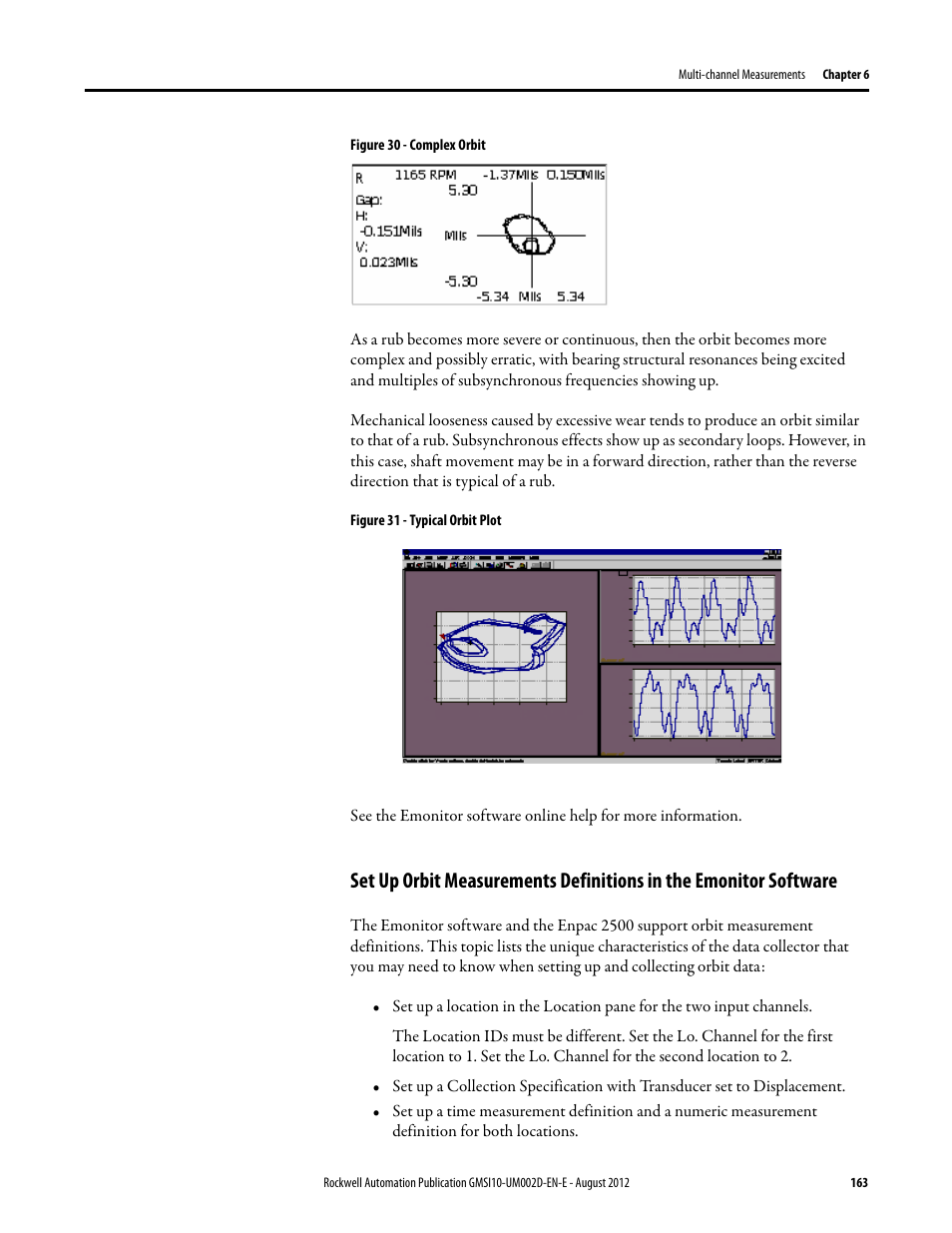 Set up orbit measurements definitions in, The emonitor software | Rockwell Automation 1441-PEN25-Z Enpac 2500 Data Collector User Manual | Page 163 / 332