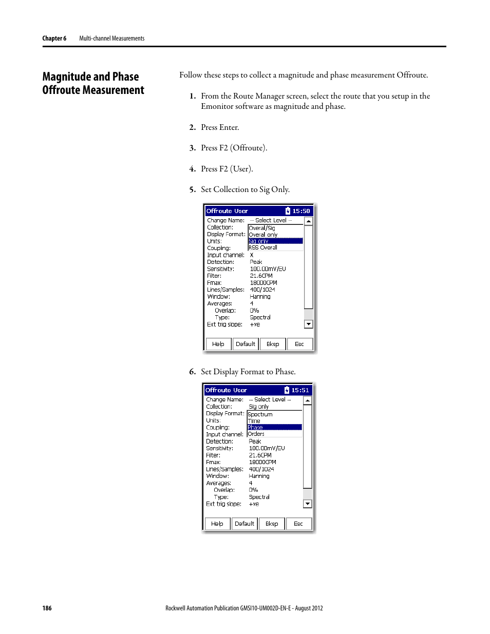 Magnitude and phase offroute measurement | Rockwell Automation 1441-PEN25-Z Enpac 2500 Data Collector User Manual | Page 186 / 332