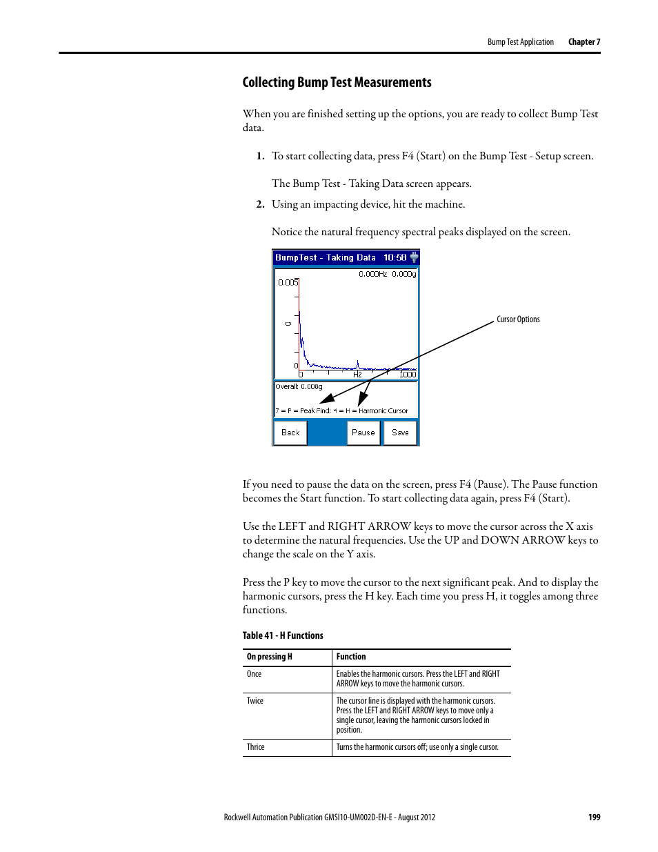 Collecting bump test measurements | Rockwell Automation 1441-PEN25-Z Enpac 2500 Data Collector User Manual | Page 199 / 332