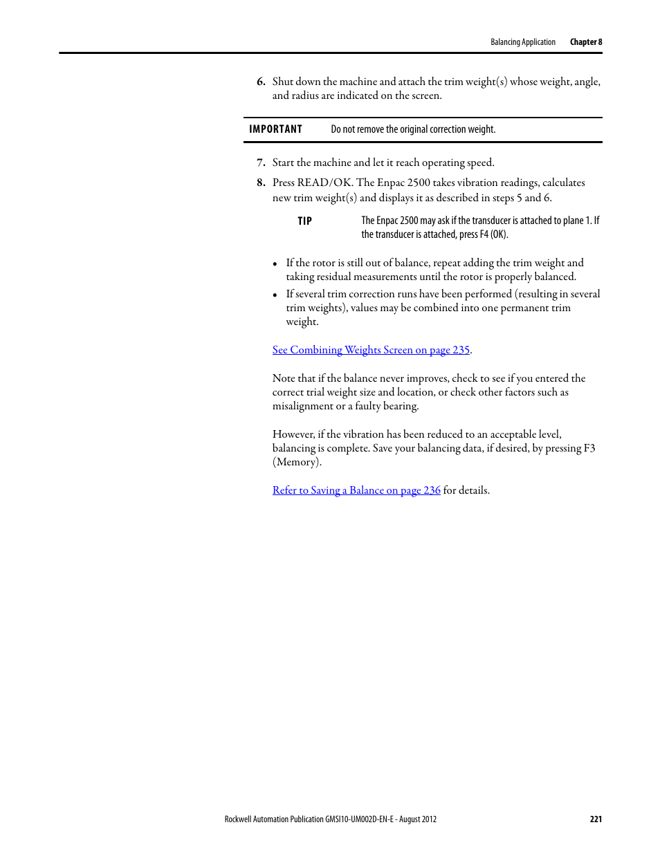 Rockwell Automation 1441-PEN25-Z Enpac 2500 Data Collector User Manual | Page 221 / 332