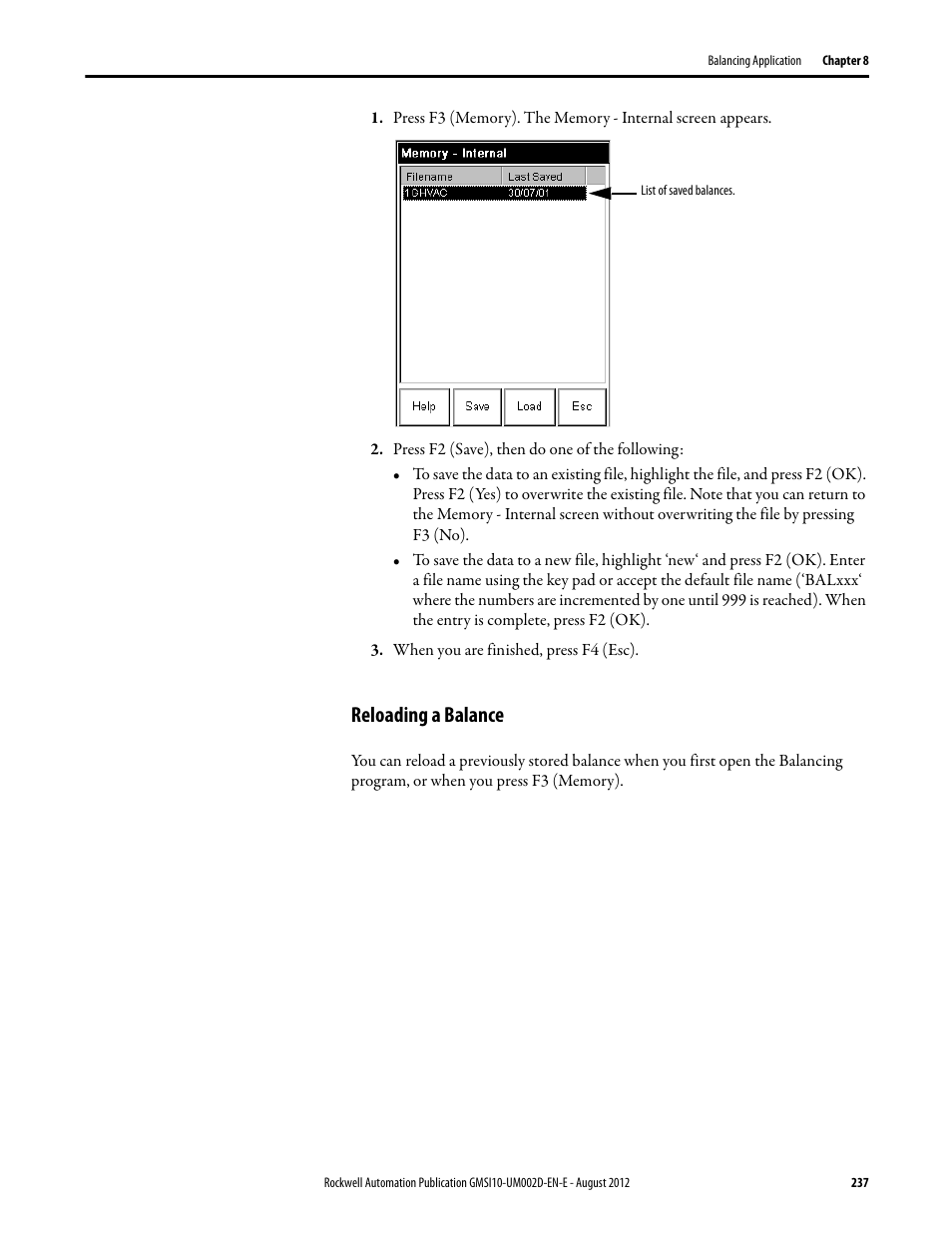 Reloading a balance | Rockwell Automation 1441-PEN25-Z Enpac 2500 Data Collector User Manual | Page 237 / 332