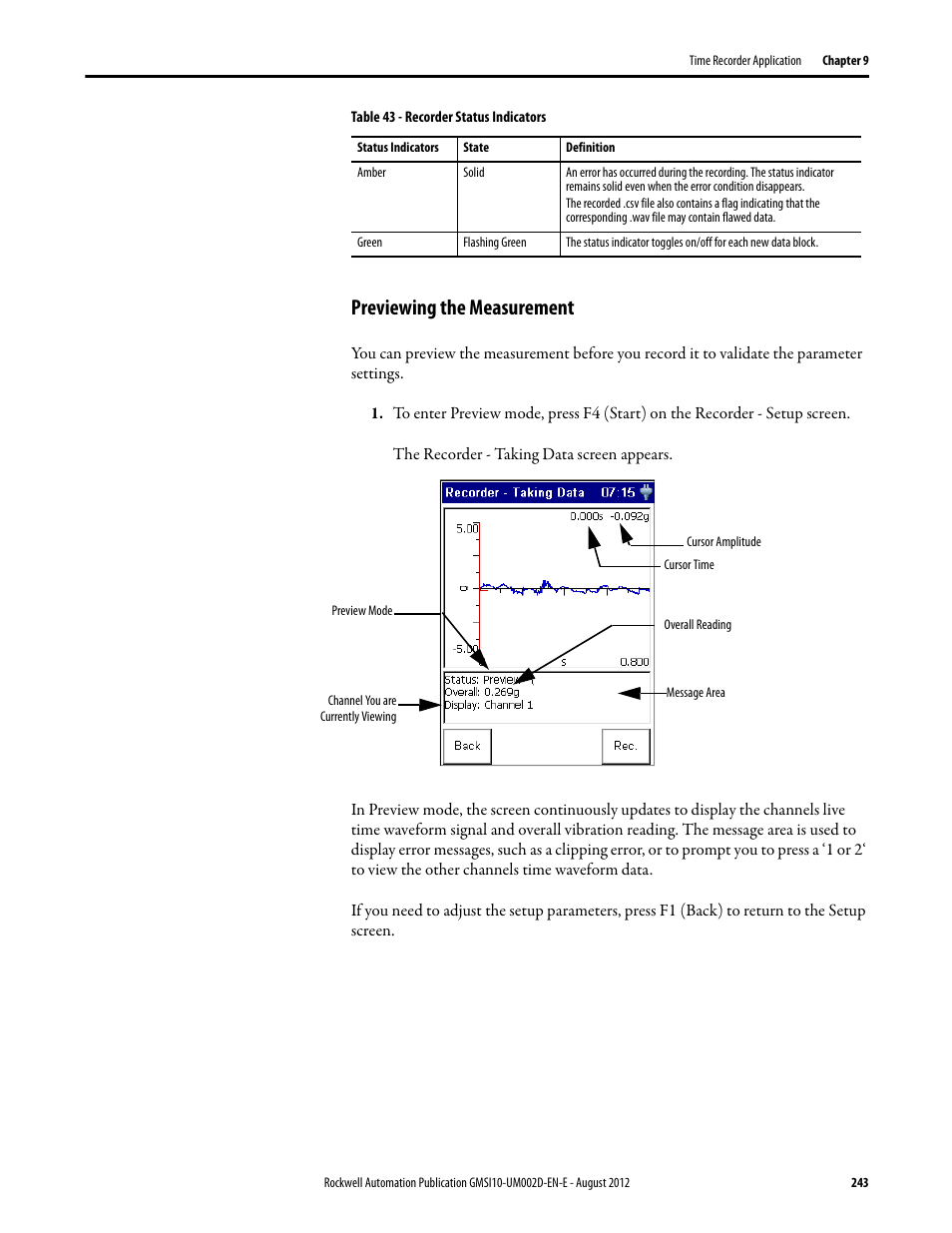 Previewing the measurement | Rockwell Automation 1441-PEN25-Z Enpac 2500 Data Collector User Manual | Page 243 / 332