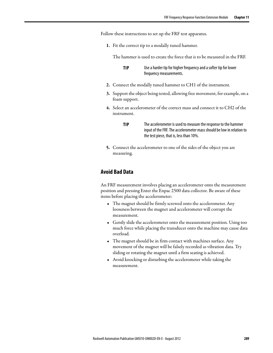 Avoid bad data | Rockwell Automation 1441-PEN25-Z Enpac 2500 Data Collector User Manual | Page 289 / 332