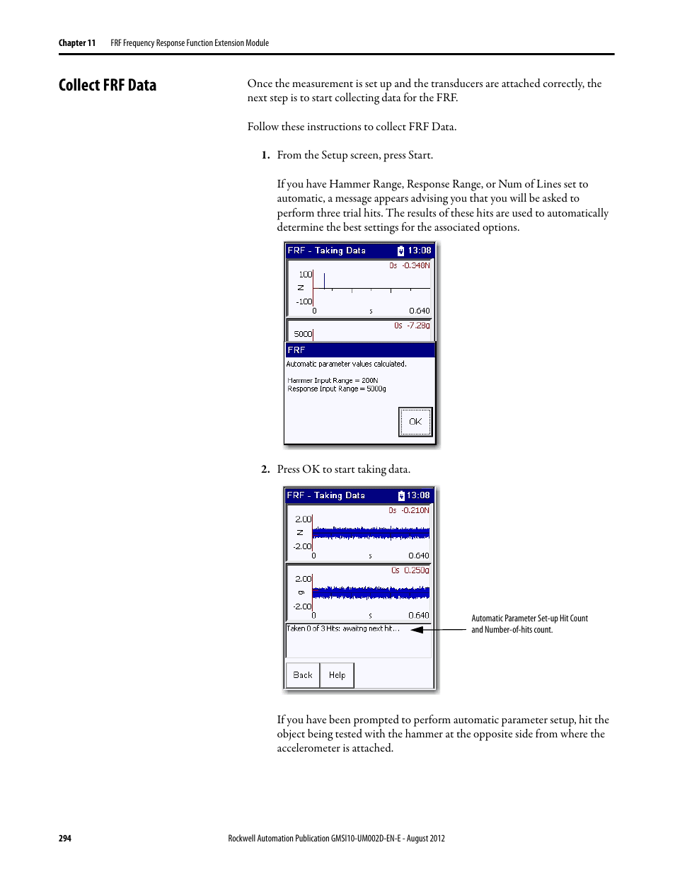 Collect frf data | Rockwell Automation 1441-PEN25-Z Enpac 2500 Data Collector User Manual | Page 294 / 332