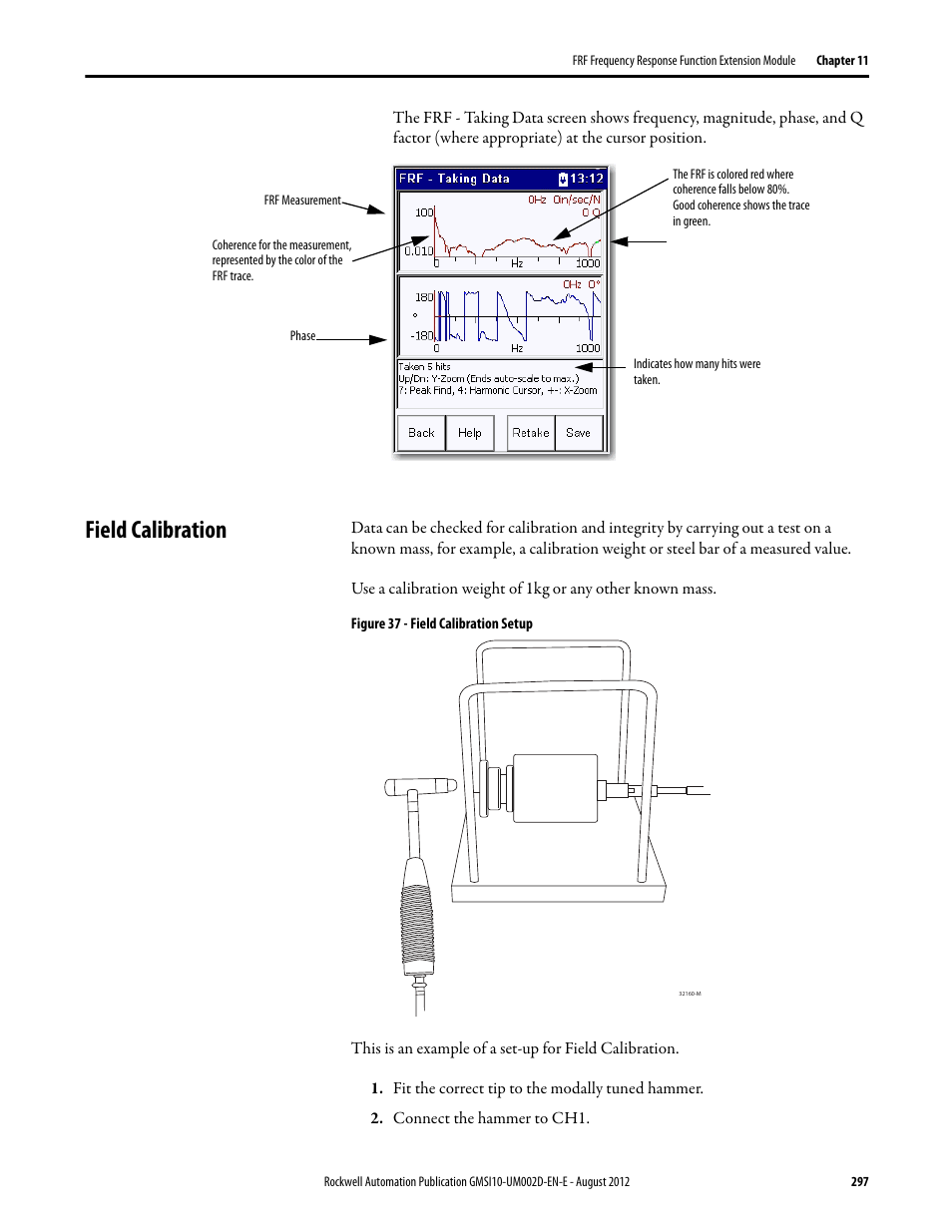 Field calibration | Rockwell Automation 1441-PEN25-Z Enpac 2500 Data Collector User Manual | Page 297 / 332