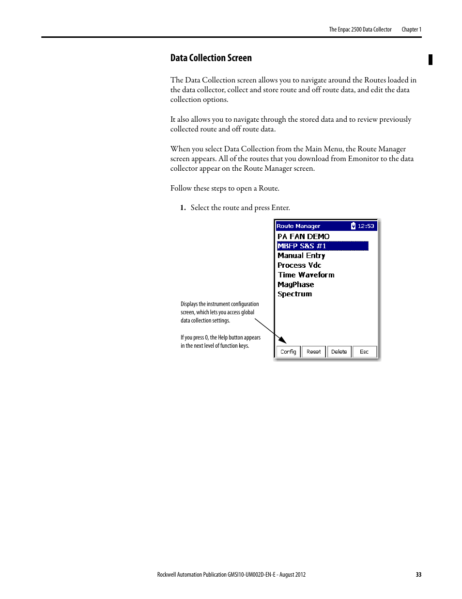 Data collection screen, For more inf | Rockwell Automation 1441-PEN25-Z Enpac 2500 Data Collector User Manual | Page 33 / 332