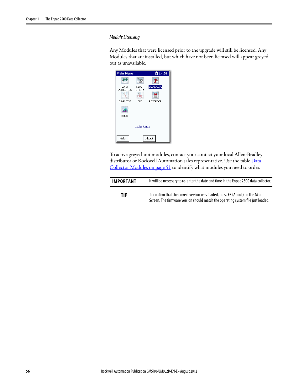 Rockwell Automation 1441-PEN25-Z Enpac 2500 Data Collector User Manual | Page 56 / 332