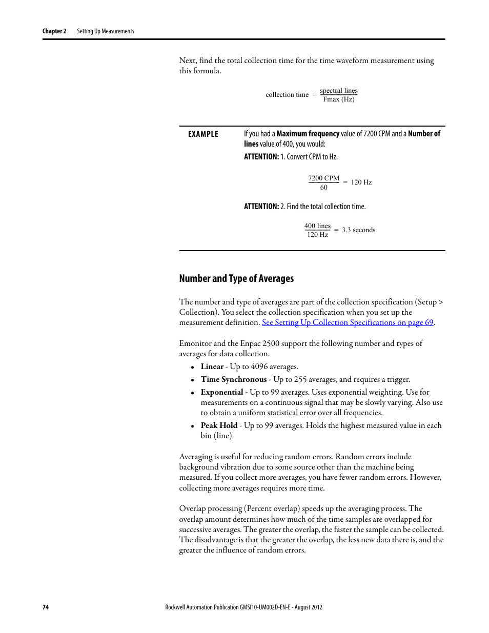 Number and type of averages | Rockwell Automation 1441-PEN25-Z Enpac 2500 Data Collector User Manual | Page 74 / 332