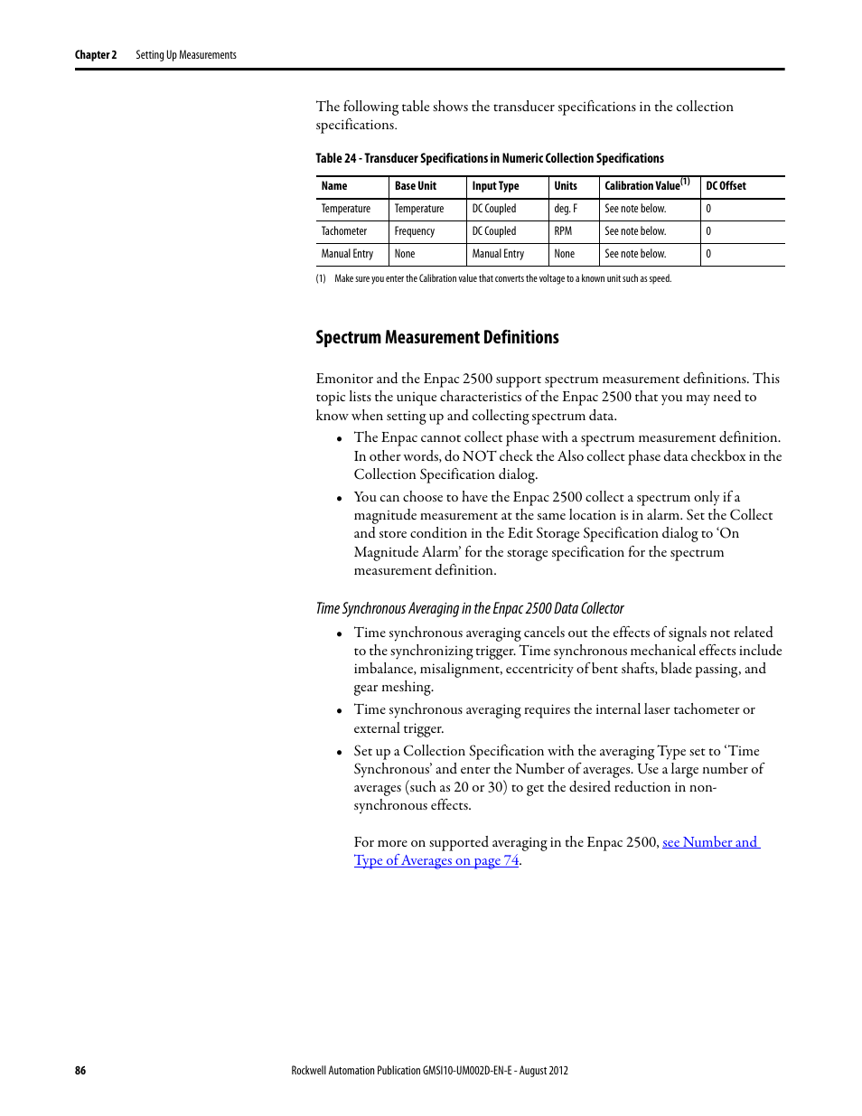Spectrum measurement definitions | Rockwell Automation 1441-PEN25-Z Enpac 2500 Data Collector User Manual | Page 86 / 332