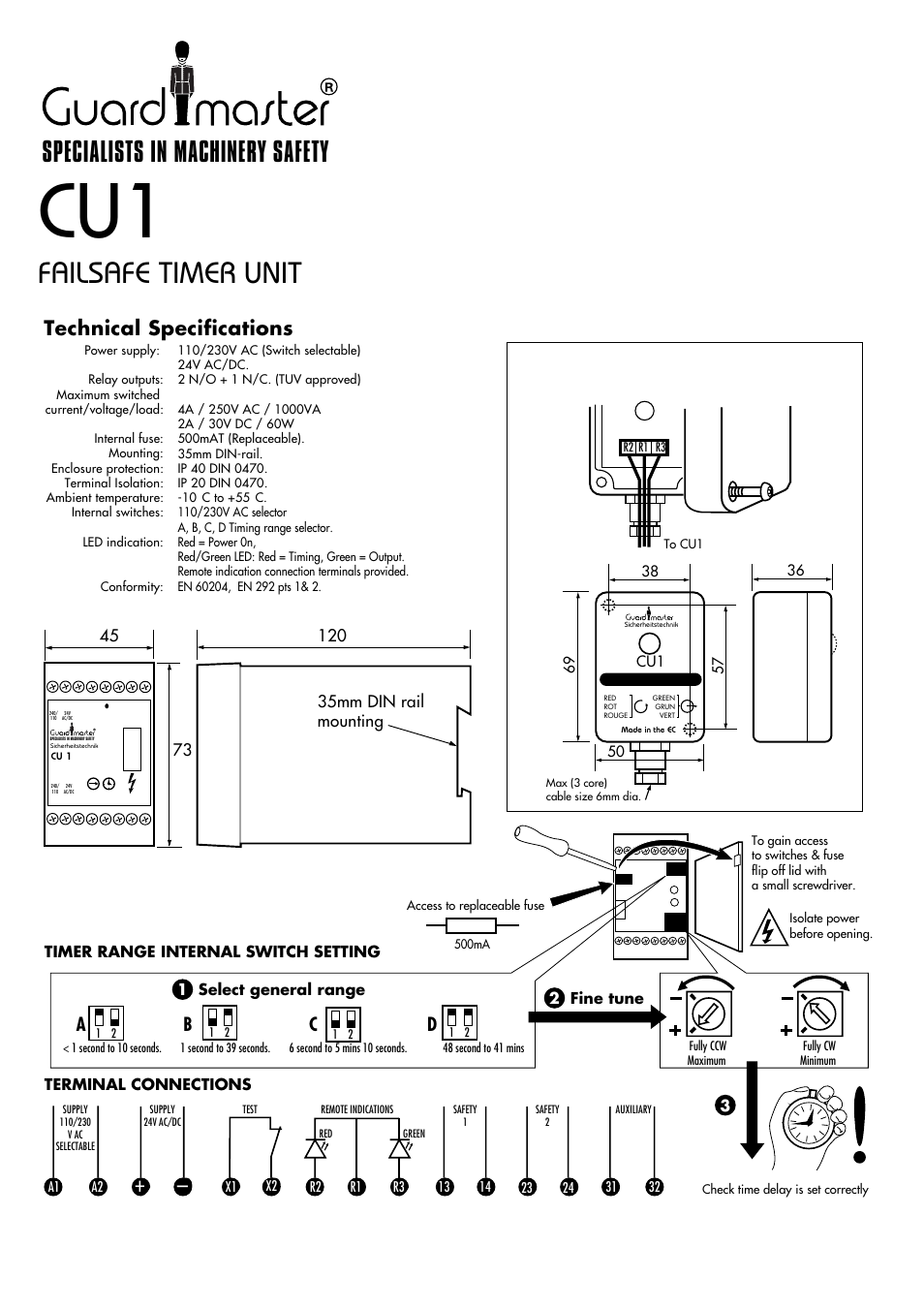 Rockwell Automation 440R CU1 Timer Control Unit User Manual | 2 pages