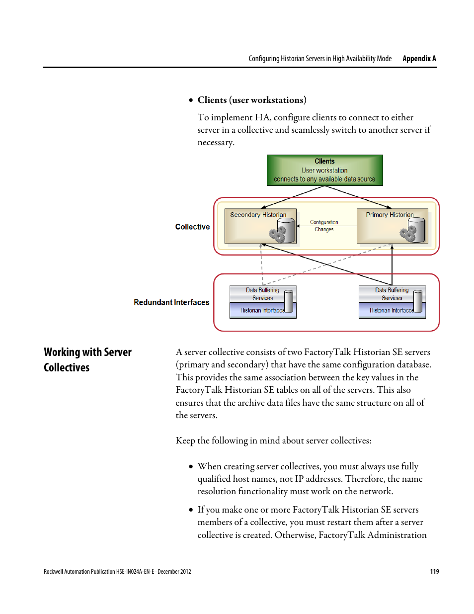 Working with server collectives | Rockwell Automation FactoryTalk Historian SE 3.01 Installation and Configuration Guide User Manual | Page 119 / 146