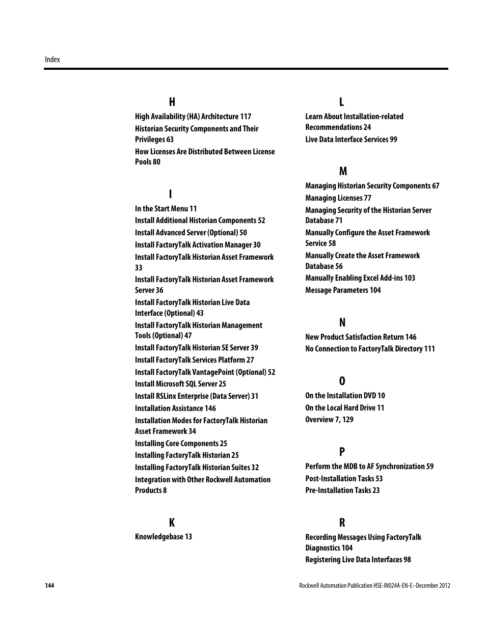 Rockwell Automation FactoryTalk Historian SE 3.01 Installation and Configuration Guide User Manual | Page 144 / 146