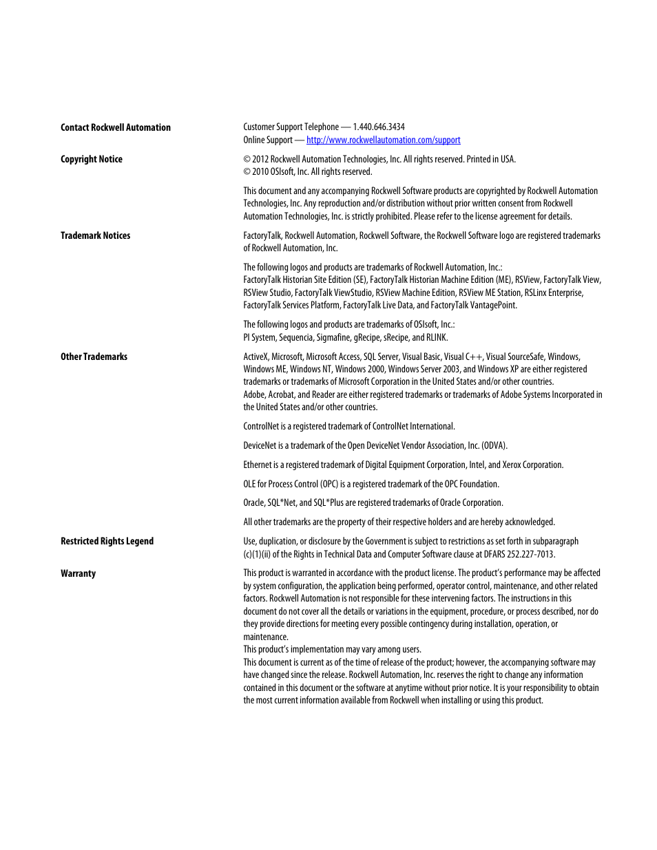 Rockwell Automation FactoryTalk Historian SE 3.01 Installation and Configuration Guide User Manual | Page 2 / 146