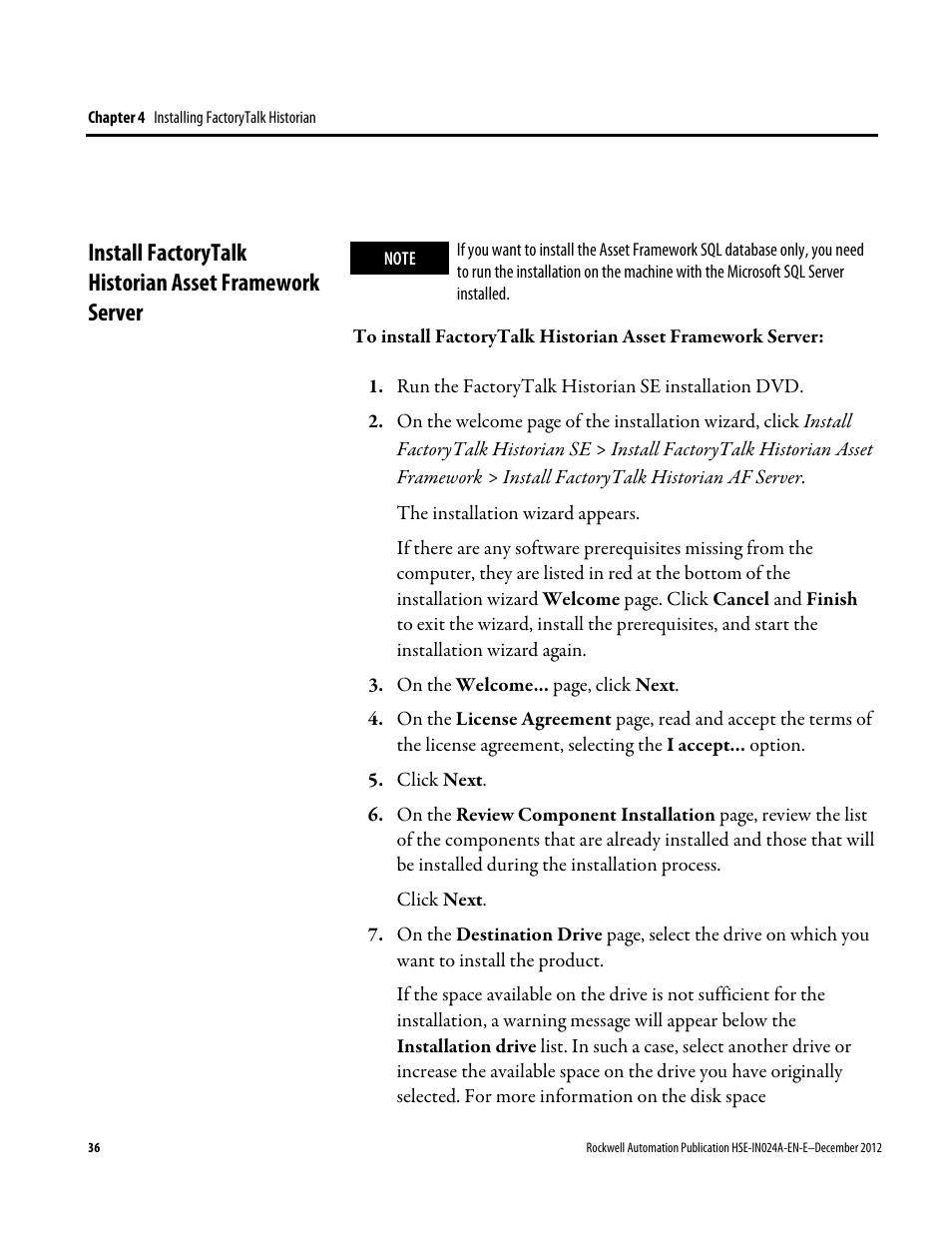 Rockwell Automation FactoryTalk Historian SE 3.01 Installation and Configuration Guide User Manual | Page 36 / 146