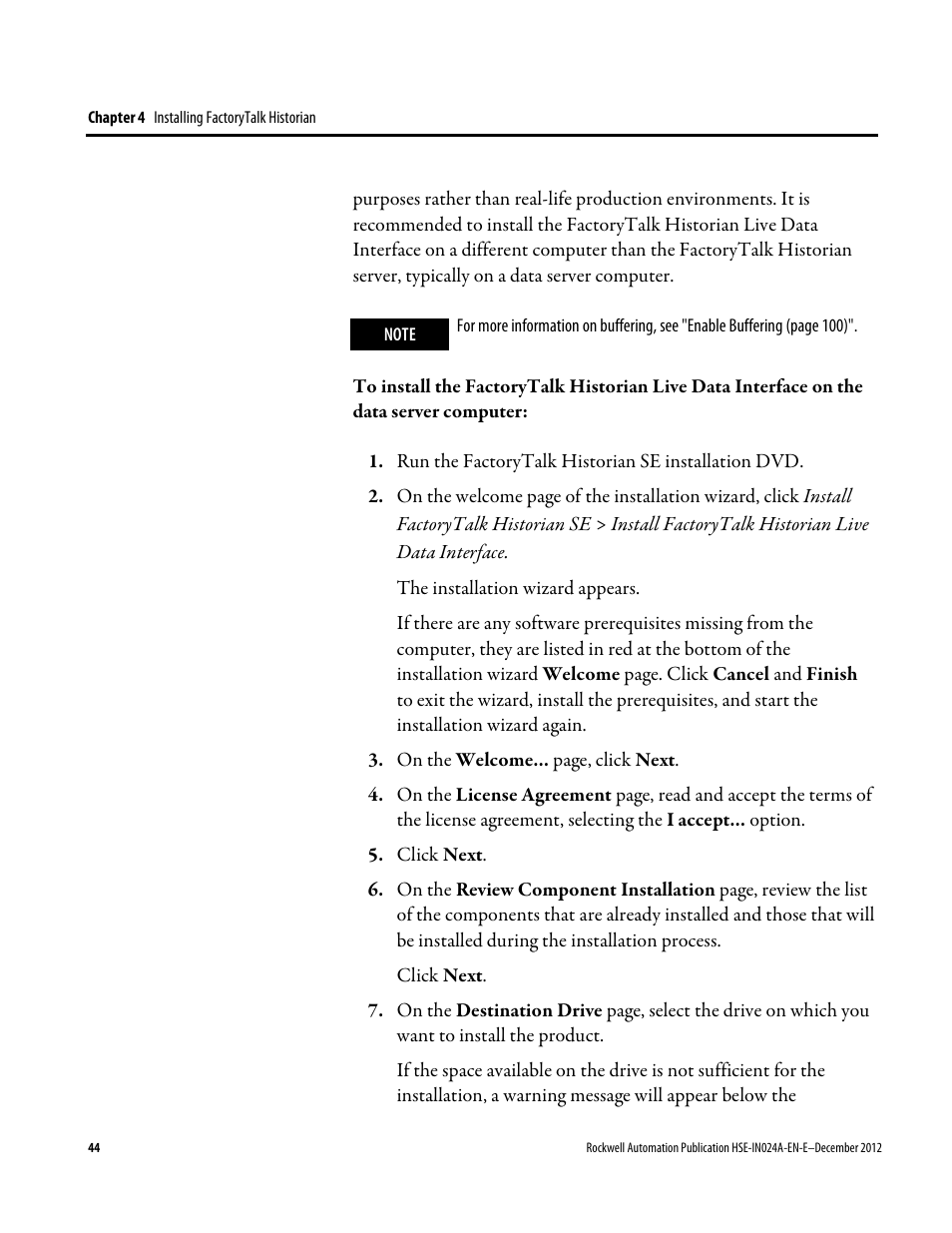 Rockwell Automation FactoryTalk Historian SE 3.01 Installation and Configuration Guide User Manual | Page 44 / 146