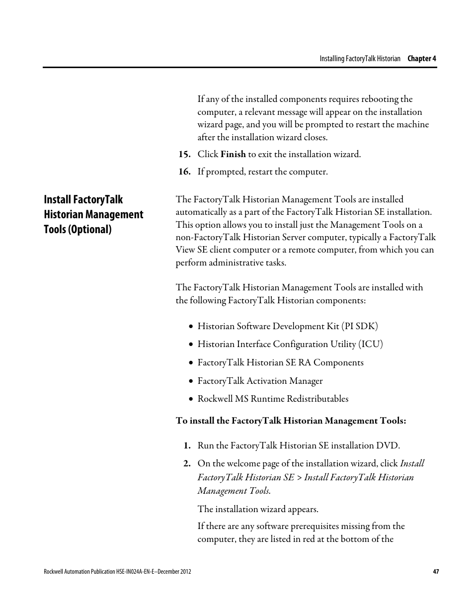 Rockwell Automation FactoryTalk Historian SE 3.01 Installation and Configuration Guide User Manual | Page 47 / 146