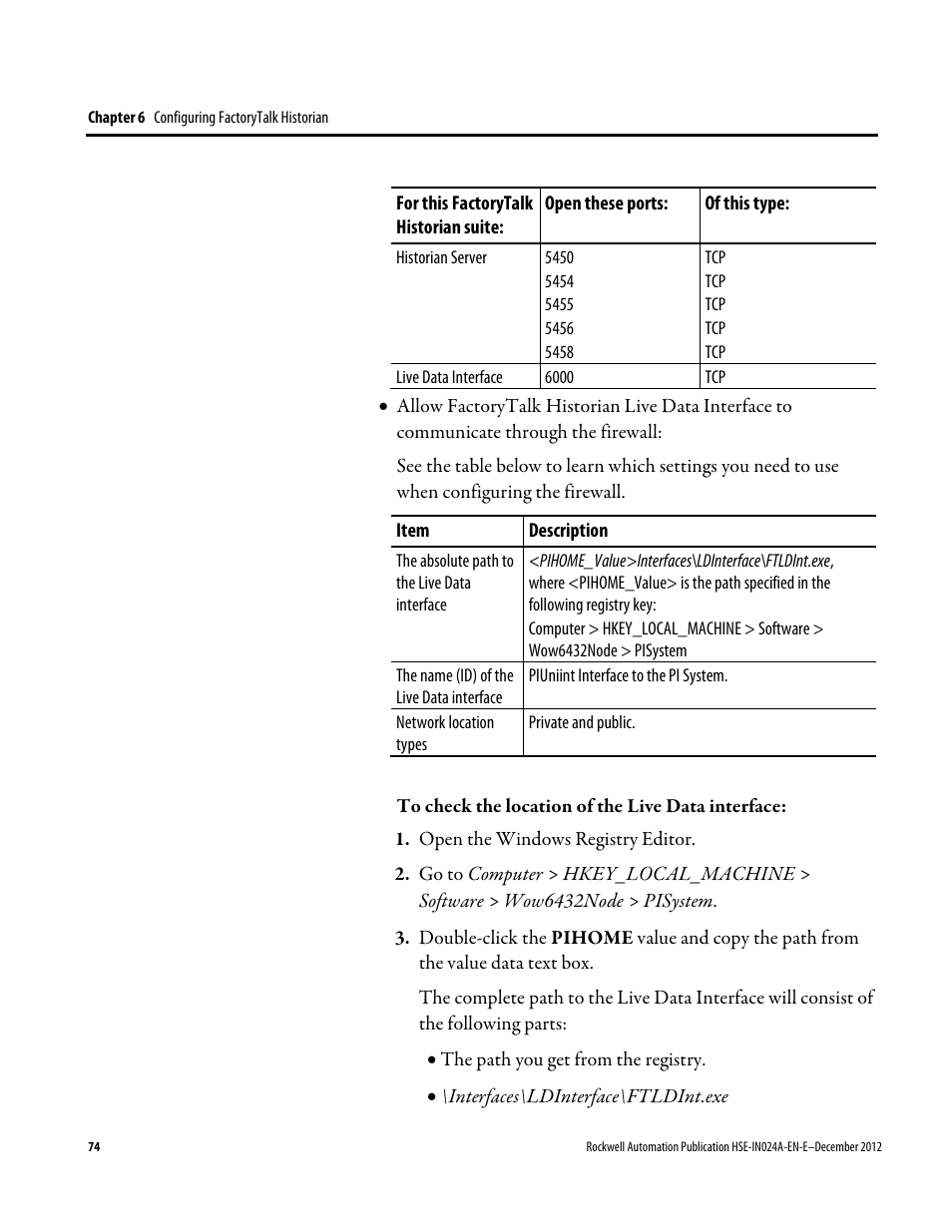 Rockwell Automation FactoryTalk Historian SE 3.01 Installation and Configuration Guide User Manual | Page 74 / 146