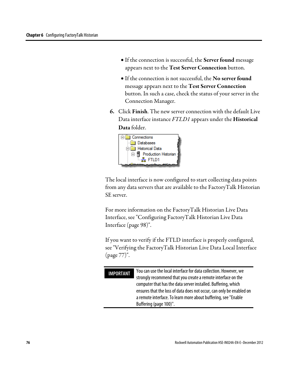 Rockwell Automation FactoryTalk Historian SE 3.01 Installation and Configuration Guide User Manual | Page 76 / 146