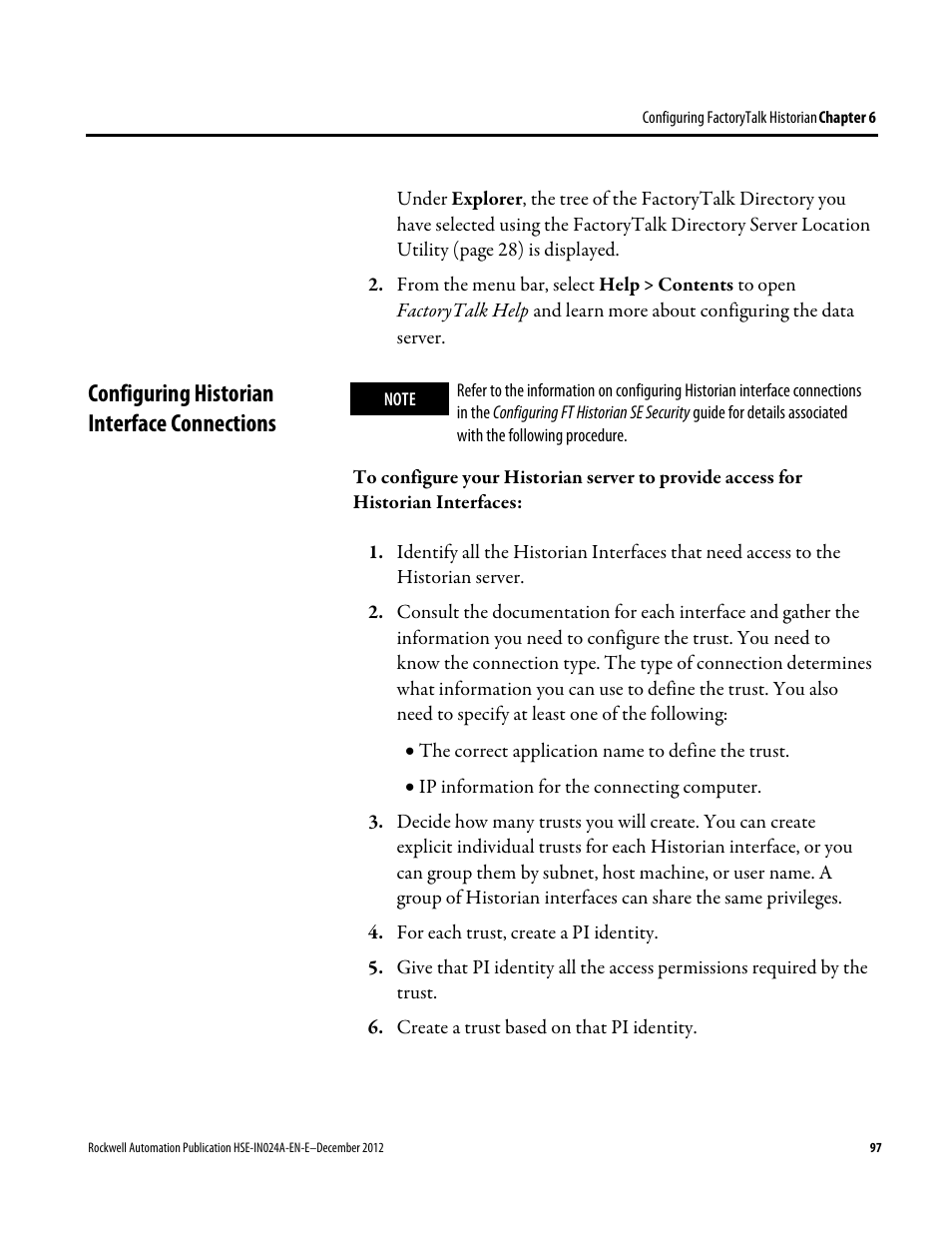 Configuring historian interface connections | Rockwell Automation FactoryTalk Historian SE 3.01 Installation and Configuration Guide User Manual | Page 97 / 146